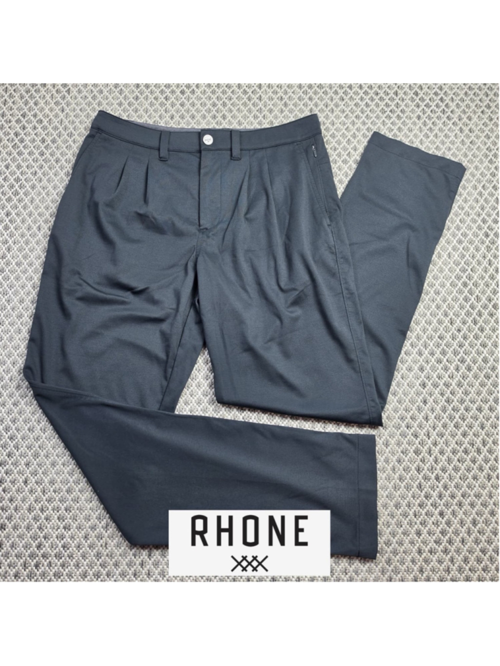 Rhone Mens Medium Black Pleated Performance Pants Stretch Commuter Golf